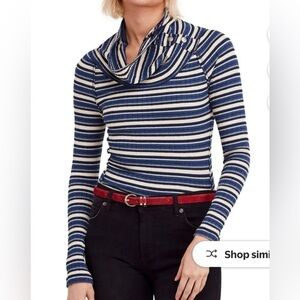 Free People Womens Cape Cold Basic striped T-Shirt, size S blue